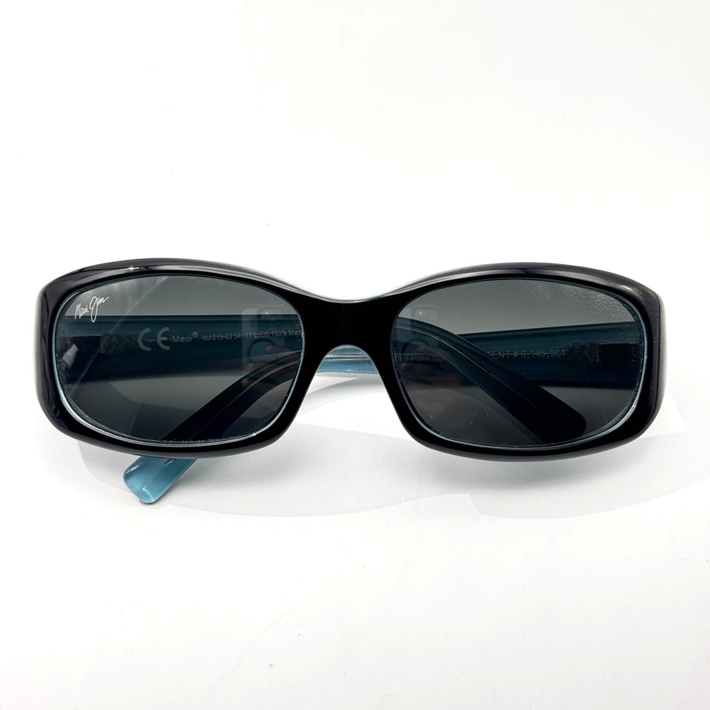 Maui Jim Sunglasses Punchbowl MJ219 03 Black Blue Frame Gray Polarized Glass